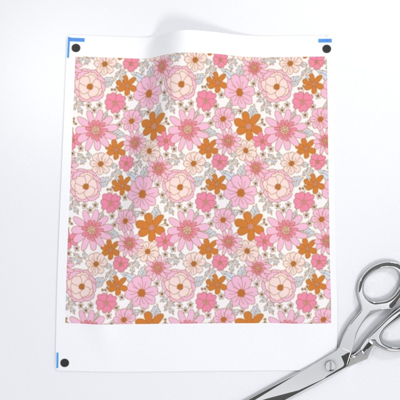 Ditsy Flowers Pink Orange Feminine Spring Colorful Small Scale Vintage Style Custom Printed Fabric by Spoonflower Various Fabrics by the Yard or Fat Quarter